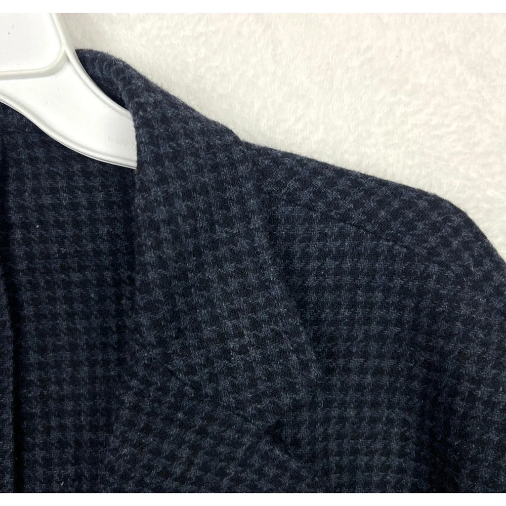 J Crew Thompson Blazer Mens 46 Suit Jacket Blue Houndstooth Unstructured Wool‎